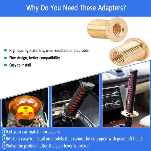 Akozon Shift Knob Adapter Universal Car Auto Gear Stick Shift Shifter Knob Head Thread Screw Adapter Replacement Insert Kit for Gear Shift Knob...