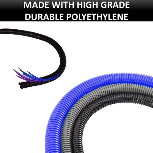 Kable Kontrol Split Wire Loom Tubing 1/4” Inch 10 Ft Long – Black Wire Conduit Cover for Cords - Corrugated Tubing and Protector for Automotive Wi...