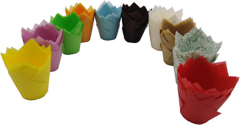 200 PCS Tulip Cupcake Liner Baking Cups Paper Cupcake and Muffin Baking Cups for Baby Showers,Weddings, Birthdays, Colourful and Natural (Ten Colo...