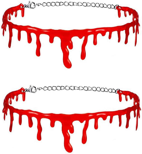 Halloween Dripping Blood Necklace Bloody Choker Collarbone Chain Horror Vampire Red Clavicle Necklace Drip Blood Pendants Women Cosplay Costume Pa...