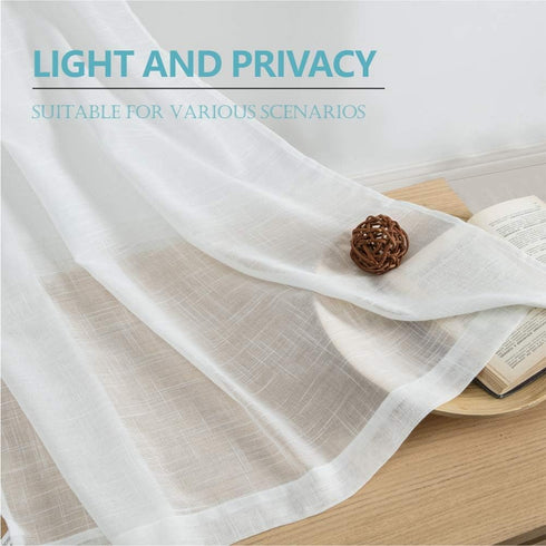 Cozynight White Sheer Tier Curtains 36 inch Length Linen Curtain Sheers Transparent Half Window Curtains Kitchen Tiers Bathroom Cafe Curtain Light...