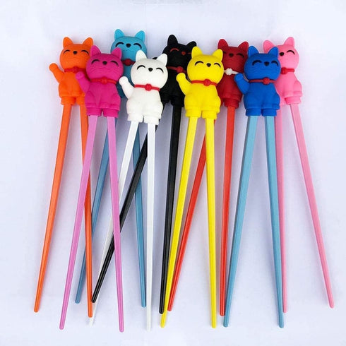 Cute Tableware Learning Training Helper Chopsticks for Kid Beginner Adult (3pcs, Lucky cat)...