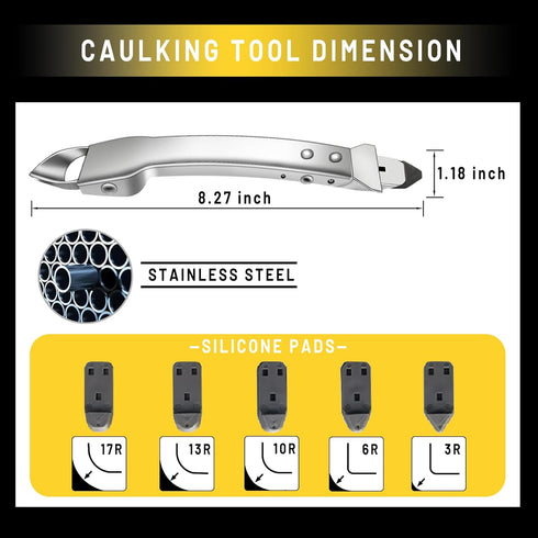 Silicone Caulking Tools Kit Stainless Steel Grout Removal Tool,4 in 1 Tile Caulk Remover Tool,Caulk Tool Sealant Scraper Finishing Tools for Kitch...