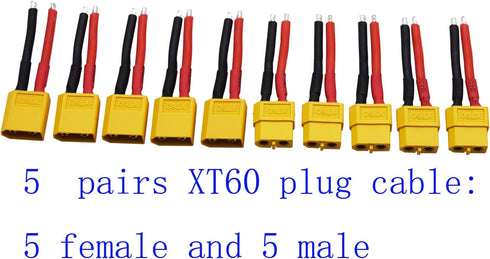 Blomiky XT60H 5 Pairs Female and Male 14AWG Silicon Wire Extention Deans XT60 Plug Connector for RC Cars Drone Lithium Battery XT60 Plug 5...