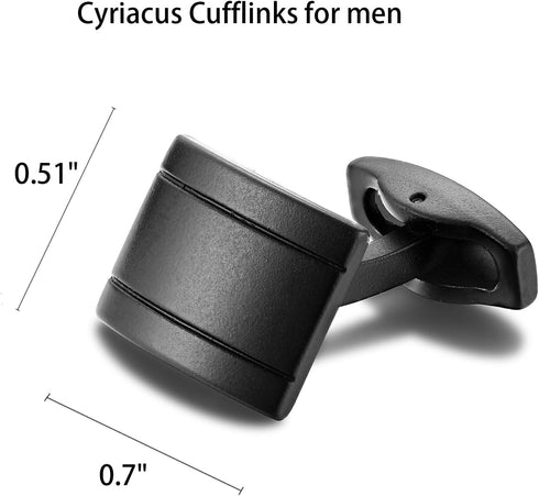 Black Cufflinks Rectangle Matte Solid Color Cuff Links for Men for Wedding Business Groom Best Man...