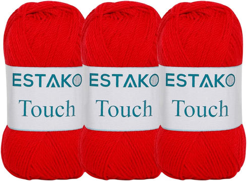 Estako Touch (3- Skeins Pack)%100 Premium Micro Acrylic Yarn 3x100 gr (3x246 yds) (2510 - Red)......