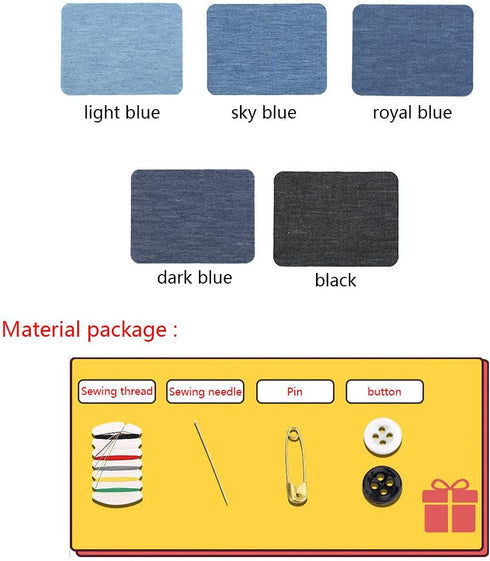 20pcs Denim Patches DIY Iron On Mending Patches with One Mini Sewing Kit for Jean Clothing and Jean Pants Apparel Sewing Fabric...