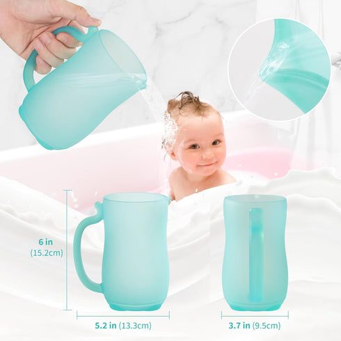 Baby Bath Rinse Cup - Food Grade Silicone Shampoo & Body Washing Rinser Cup For Kids with Easy Grip Handle to Rinse Baby Shampoo and Soap - Baby E...