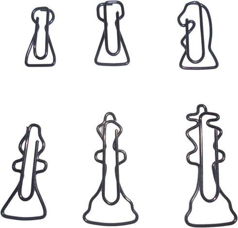 96 Count Chess Pieces Shaped Paper Clips (16 per shape) Great for Paper Clip Collectors or Office Gift - Comes in Round Tin with Lid and Gift Box ...