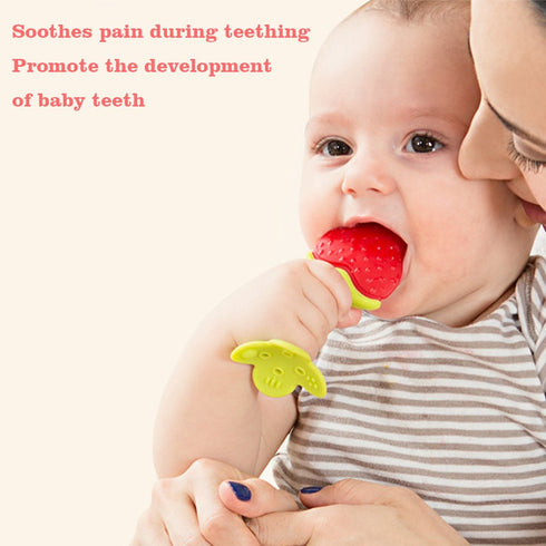 Baby Teething Toys - Natural Organic Freezer Safe Teether Set with Pacifier Clip for 3 to 12 Months Babies, Soft Silicone Fruit Teethers Toys, Inf...