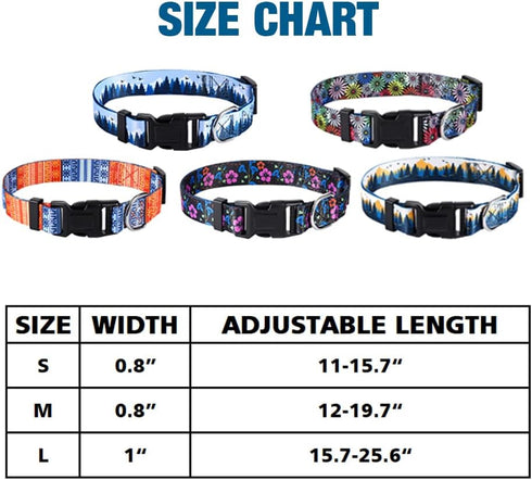 Dog Collar for Small Medium Large Dogs, Adjustable Fancy Floral Dog Collar for Puppy, Various Pattern Design Pet Collars (S, Chrysanthemum)...