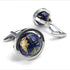 LBFEEL Really Spins Rhodium Plated Blue Globe Earth Cufflinks for Men with a Gift Box...