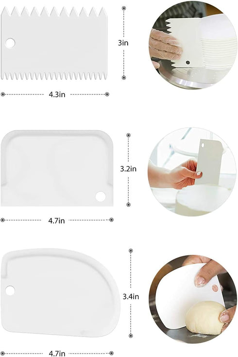 Cake Scraper Set of 9 Packs Cake Scraper Cake Decorating Comb Icing Smoother for cake decorating Plastic baking scraper Decorating Cake Edge Kitch...