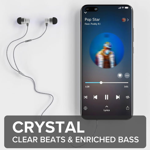 Coby Noise Isolating Metal Wired Earbuds | Wired Headphones w/Built-in Microphone for Ear Buds | Noise Canceling Headphones S/M/L Ear Gels (Silver...