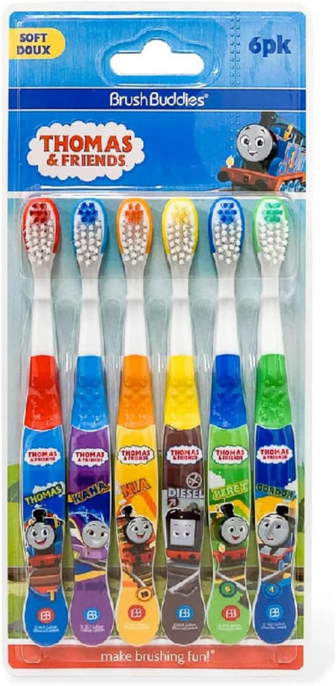 Brush Buddies Thomas & Friends Toothbrush for Kids, Kids Toothbrushes, Toddler Toothbrush Ages 2-4, Soft Bristles for Kids, 6PK...