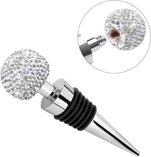 Soleebee Bling Decorative Wine Stoppers,Wine Bottle Stopper with Crystal Rhinestone, Beverage Bottle Stoppers for Gifts, Bar, Holiday Party, Weddi...