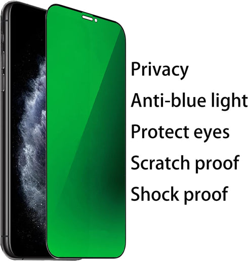 2 PCS Anti-Blue Privacy Tempered Glass Mirror Anti-Spy Screen Protector Anti-Peeping Film Suit for iPhone 11 Pro Max/iPhone XS Max, 6.5 inch Elect...