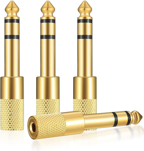 4 Pcs 6.35mm (1/4 inch) Male to 3.5mm (1/8 inch) Female Stereo Headphone Adapters, 3.5mm/1/8'' Female to 6.35mm/1/4'' Male Stereo Audio Adapter Ja...