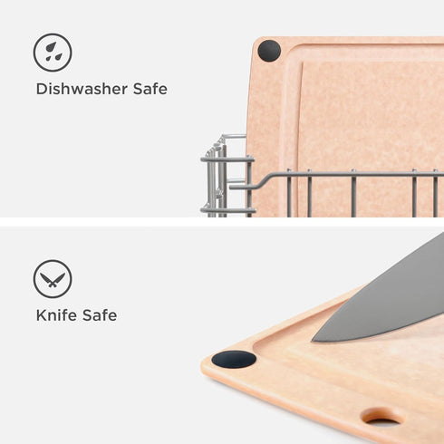 Epicurean All-In-One Cutting Board with Non-Slip Feet and Juice Groove, 10" × 7", Natural/Black...