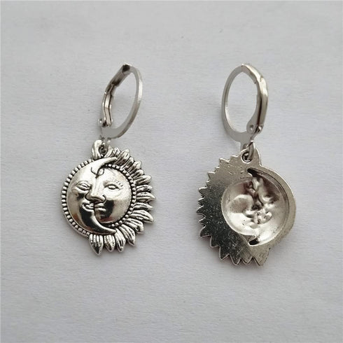 Celestial Sun and Moon Earrings, Mom/Grandma/Friends, Vintage Bohemian Leverback Earrings...