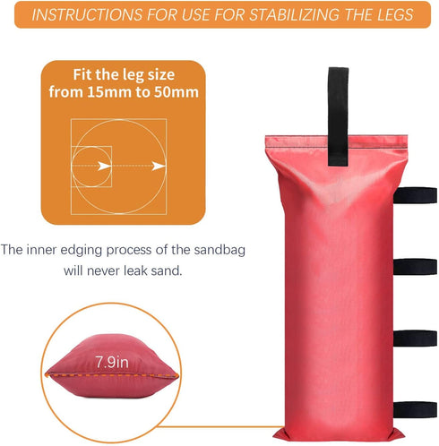 110 LBS Canopy Weights Sand Bags for Canopy Outdoor Advertising Tent Sunshade Fixed Windproof Pop up Canopy Tent?No Sand (red)...