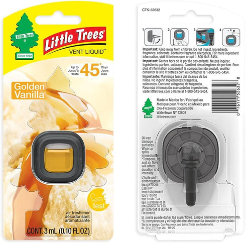 LITTLE TREES Car Air Freshener. Vent Liquid Provides Long-Lasting Scent for Auto or Home. Add a Splash of LITTLE TREES to Your Vent. Golden Vanill...