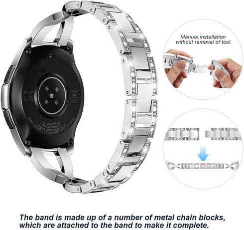 Compatible for Samsung Galaxy Watch 46mm/Gear S3 Bands,Women 22mm Metal Alloy Bracelet Strap Replacement Wristband for Samsung Galaxy Watch 46mm,G...