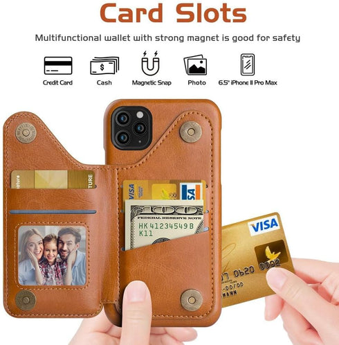 LOHASIC for iPhone 11 Pro Max Wallet Case, 5 Card Holder ProMax Phone Cover to Men Women, Premium PU Leather Credit Slot, Magnetic Clasp Kickstand...