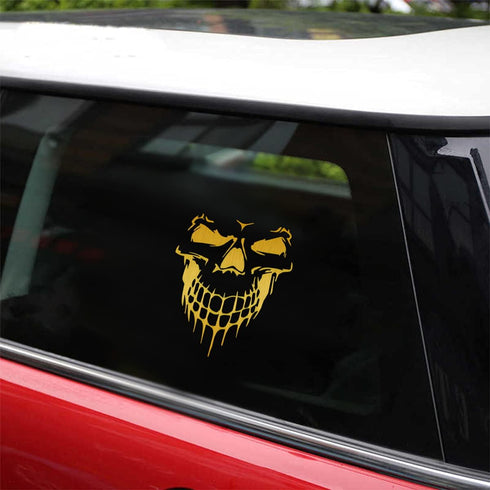 Skull Stickers and Decals for Car Windows Doors, 3D Reflective Waterproof Skull Decals for Cars Trucks (Golden)...