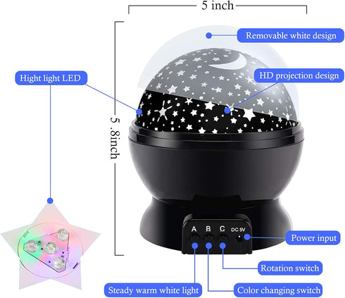 Kids Star Projector Night Light, Nebula Star Projector 360 Degree Rotation, Birthday Gifts for Girl Boy Kids Bedroom, Glow in The Dark Stars Moon ...
