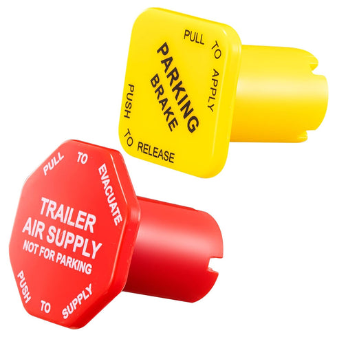 Parking and Air Brake Knobs 298818 298817, 298818N Yellow Semi Truck Parking Brake Knobs and 298817N Red Tractor Trailer Air Brake Knob, Replaceme...