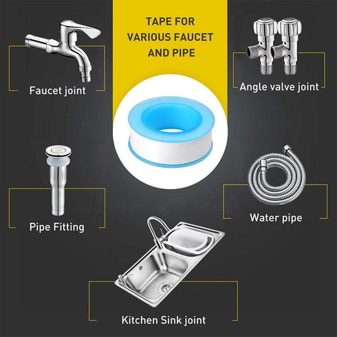 Teflon Tape,Plumbers Tape,Plumbing Tape,PTFE Tape,Thread Tape,Plumber Tape for Shower Head,Pipe Sealing,Thread Seal,White (1/2 in 4 Rolls)...