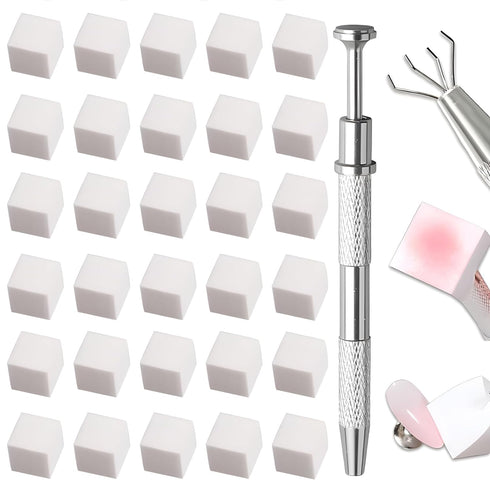100 Pcs White Soft Nail Sponges for Ombre, 4 Claws Nail Sponge Metal Grabber,Ombre Nail Brush Nail Supplies Manicure Nail Art Tools Nail Accessori...