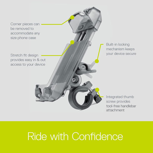 Bicycle Phone Mount By Delta Cycle - Lockable Bike Phone Mount Handlebar Adjusts To Any Size Bar - Fits Any Phone Or IPhone Up To 3.5" x 7.8" - Ea...