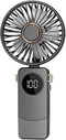 Portable Handheld Fan,Rechargeable Personal Fan,Foldable Neck Fan with Digital Display,Lanyard,Adjustable,5 Speeds,Rechargeable Battery Operated,Q...