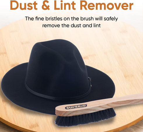 Hat Brush Horsehair Felt Hat Cleaner, Horse Hair Brush for Baseball Cap, Cowboy Hats, Shoes, and Clothes Brush, Soft Bristles Wooden Cleaning Brus...