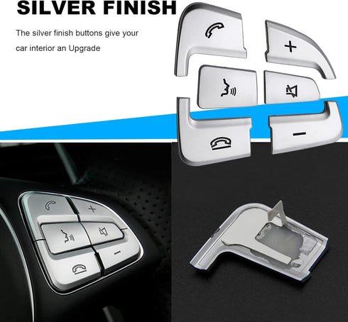 12Pcs Car Steering Wheel Button Sticker Trim Replacement for Mercedes Benz C V GLC Class W205 X205, Silver...