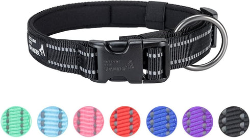 EXCELLENT ELITE SPANKER Reflective Dog Collar Classic Soft Padded Breathable Nylon Adjustable Pet Collar with Quick Release Buckle for Boy Girl Ma...