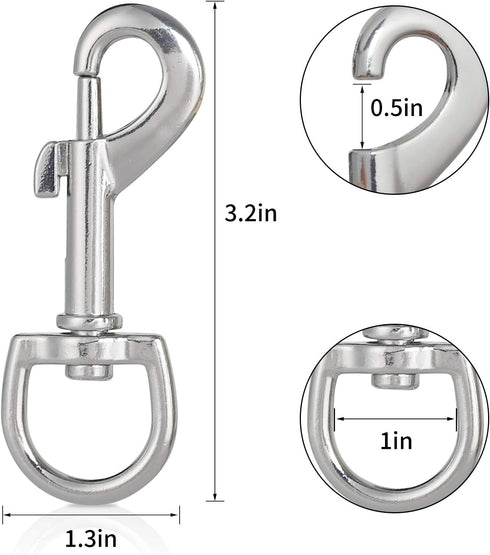 3 Inch Swivel Snap Hooks, 12Pcs Heavy Duty Pet Leash Hooks Swivel Eye Snap Clips for Dog Leash DIY Crafts Project...