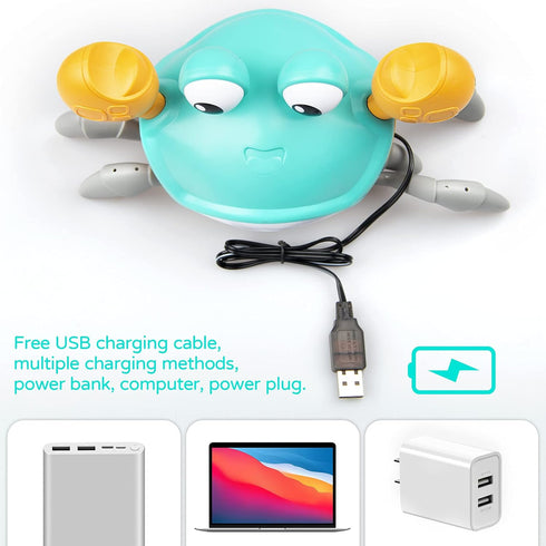 Crawling Crab Baby Toy with Music and LED Light Up for Kids, Toddler Interactive Learning Toy with Automatically Avoid Obstacles, Build in Recharg...