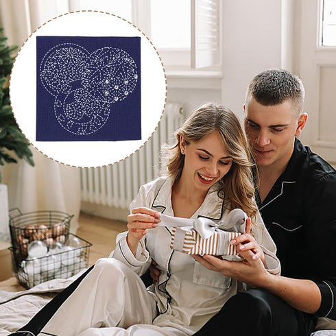 WEBEEDY DIY Sashiko Embroidery Kit Stitching Sashiko Placemat with Traditional Japanese Sashiko Pattern Template Fabric Flower Table Mats Needlewo...