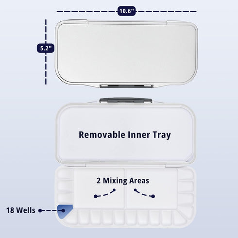 Mr. Pen Airtight 18-Well Watercolor Palette with 2 Mixing Areas and Lid - Folding Paint Tray...