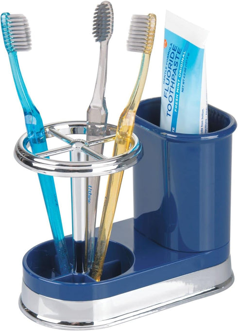 mDesign Decorative Bathroom Dental Storage Organizer Holder Stand for Electric Spin Toothbrush/Toothpaste - Compact Design for Countertop and Vani...