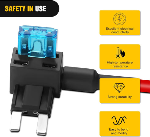Nilight Fuse Holder Add-a-circuit Fuse TAP Adapter Mini ATM APM Blade Fuse Holder-10 Pack , 2 years Warranty...