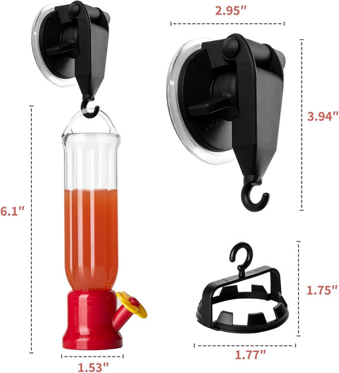 ORIENTOOLS Hummingbird Feeder with Window Hanger- 2pcs Window Bird Feeder, 2.2 oz/Pc Mini Hanging Flower Bird Feeders for Suction Cup...