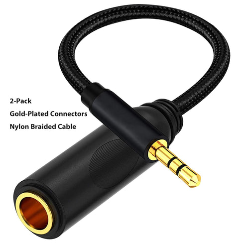 1/4 to 3.5mm Cable 1ft Long, Quarter inch (6.35mm) Female to 3.5mm Male Adapter, 1/8 to 1/4 Stereo Audio Cable,for Headphone, Amplifiers, Guitar, ...
