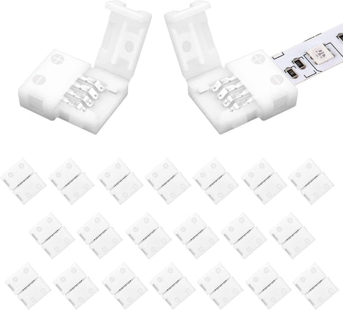 VIPMOON 20 Pack 4 Pin RGB 8mm Solderless Connectors Adapter for SMD 2835 3528 Multicolor Non-Waterproof LED Strip Light (8mm)...
