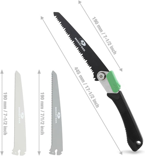 MOSSY OAK 3 in 1 Folding Saw, Pruning Hand Saw with Wood, Metal and PVC Blade, Camping Saw for Backpacking, Hunting and Bushcraft, Pouch Included...