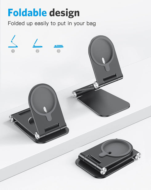 OMOTON Stand for MagSafe Charger, Foldable Phone Stand Holder for MagSafe Accessories? Compatible with iPhone 16/15/14/13/12 Pro Max/Pro, [Charger...