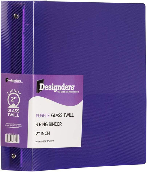JAM PAPER Plastic 2 inch Binder - Purple 3 Ring Binder - Sold Individually...
